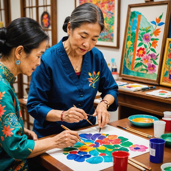 Quelles croisières offrent des ateliers de peinture sur soie avec des artistes en Asie?